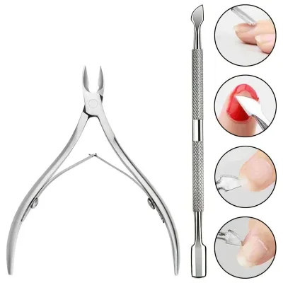 Kềm cắt móng tay chuyên nghiệp bằng thép không gỉ, kéo cắt biểu bì, dụng cụ đẩy biểu bì, bộ dụng cụ chăm sóc móng nghệ thuật