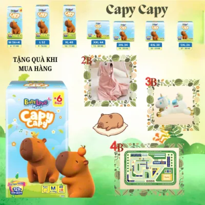 Bỉm tã dán/quần Bỉm Tã/ Bỉm quần Babylove Capy Capy size M56+4/L52/Xl48/2xl44