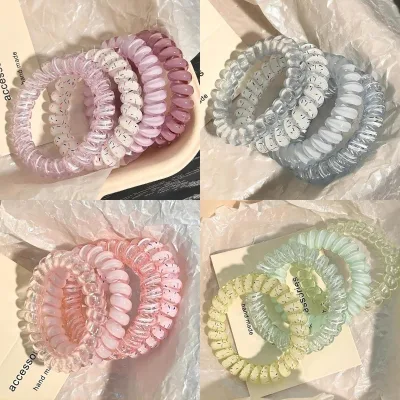 🌈Patrackiy✨Set 4 Dây Buộc Tóc Thời Trang Quốc Cho Nữ Đơn Giản Dây Điện Thoại Dopamine