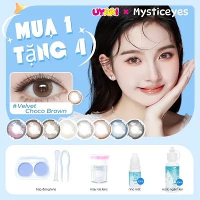 MYSTICEYES kính áp tròng MCK1 14.0-14.5mm 1 Lens+1 Máy Rửa + 1 Nhỏ Mắt + 60ml Nước Ngâm Len +1 Hộp đựng Lens