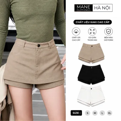 Quần Váy Kaki Nữ 2 Tầng Dáng A Cạp Cao, Dày Dặn, Tôn Dáng Che Khuyết Điểm Form Xinh Hàn _Mane Clothingg