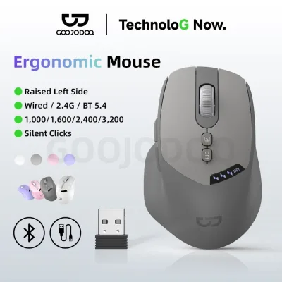 GOOJODOQ Chuột Công Thái Không Dây Bluetooth 2.4GHz Có Dây Tuổi Thọ Pin Dài Im Lặng Cho laptop Máy Tính Bảng