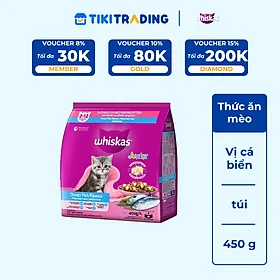 Thức Ăn Cho Mèo Con Whiskas Junior 2-12 MonthsVị Cá Biển 450g/Túi
