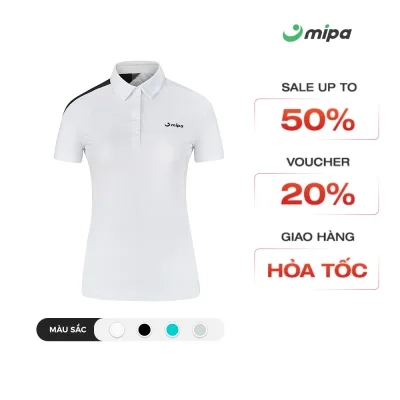 Mipa Women's Short-Sleeved Polo Shirt, Fashionable Golf Pickleball Tennis, 4-Way Stretch, Sweat-Absorbent, Quick-Drying, Uv-Resistant - Leo Top