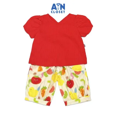 Bộ quần áo Lửng bé gái họa tiết Rau Củ Đỏ Cotton - AICDBGIEHYRB - AIN Closet