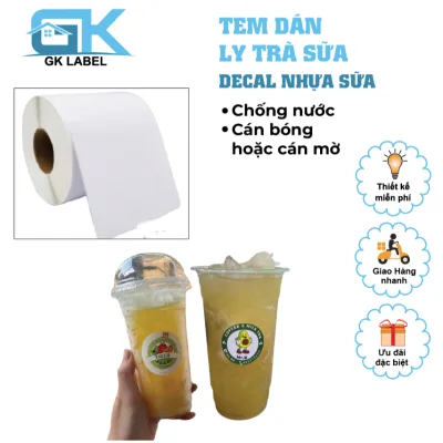 Tem dán Ly Trà Sữa, Logo Ly Trà Sữa - Decal sticker nhựa chống nước - MIỄN PHÍ THIẾT KẾ VÀ TƯ VẪN