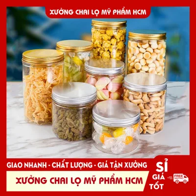 Hũ Nhựa Pet Nắp Nhôm Cao Cấp 50ml-350ml – Đựng Kẹo, Thạch, Thực Phẩm Khô, Đồ Dự Trữ, Bánh Mứt Tết