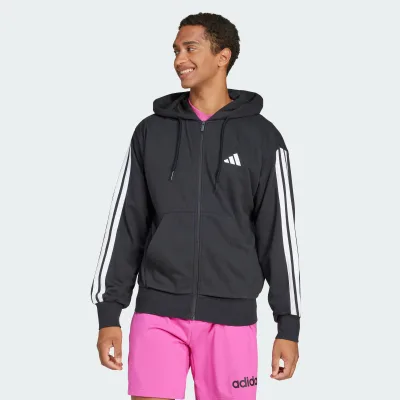 Adidas Lifestyle Essentials 3-Stripes French Terry Full-Zip Hoodie Men Black Jd1877