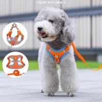 Bộ dây dắt chó mèo kèm yếm ngực phản quang hình chú Cún - Love Pets Shop