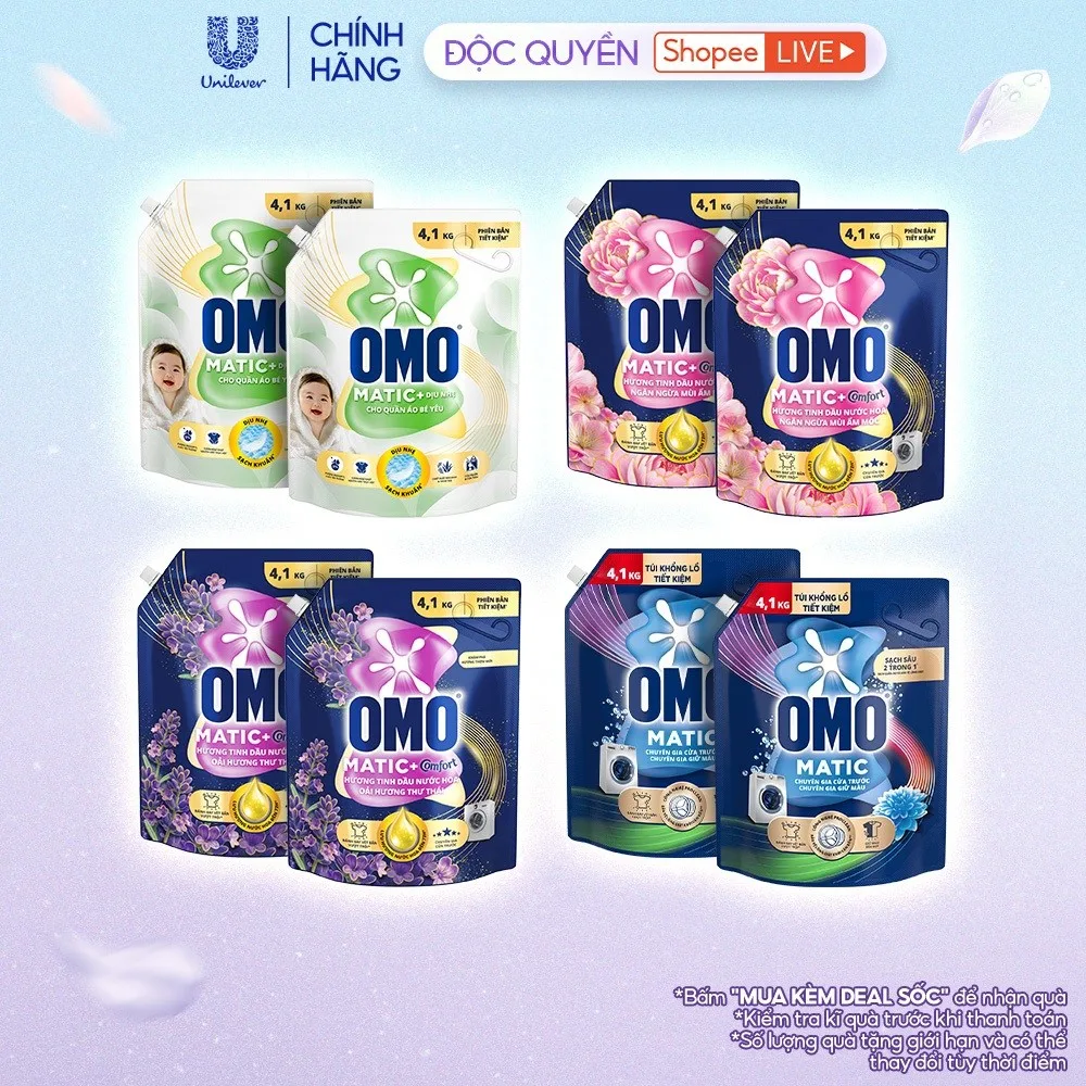 - Combo 2 Túi Nước giặt OMO Matic Cửa trước 4,1kg/túi