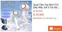Quạt Cầm Tay Mini T10 Siêu Mát, Với 3 Tốc Độ Gió Làm Giá Đỡ Điện Thoại Lại Pin Khủng Có Thể Sạc Nhiều Màu Sắc