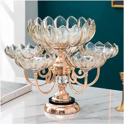 Khay Mứt Tết, khay đựng bánh kẹo, hoa quả, đồ ăn vặt. Khay mứt 5 cánh sen xoay 360