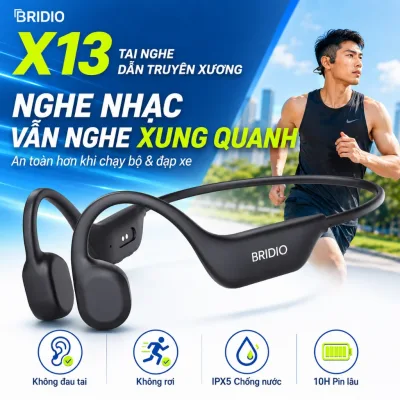 Tai nghe Bluetooth dẫn truyền xương Bridio X13 IPX5 Tai nghe nhạc thể thao chống nước mở tai chạy bộ không đau tai