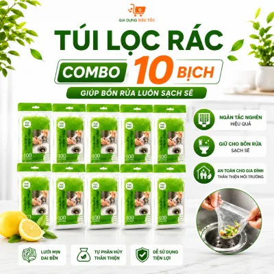Combo 10 Bịch Túi Lọc Rác Bồn Rửa Chén (1000 Túi) – Dùng Cho Nhà Bếp, Nhà Tắm