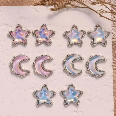 Ngôi Sao Năm Cánh Mặt Trăng Làm Móng Tay Kim Cương Trang Sức ins Influencer Nhiều Màu Sắc Nước gợn Móng Tay Trang Trí Tiếp Liệu