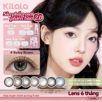 Kính áp tròng Kilala màu nâu Dolly Collection DIA 14.5mm lens cận 6 tháng có độ 0-7[Giá 1 chiếc lens ]