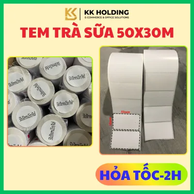 Giấy in tem trà sữa 50×30mm decal in nhiệt, tem dán ly trà sữa cà phê trà chanh