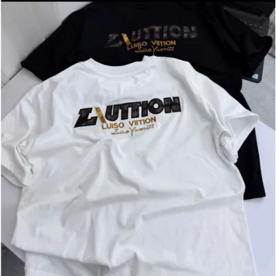 Áo Thun Nam Nữ Thêu Da Chữ Nâu chất vải cotton 100% co giãn 2 chiều