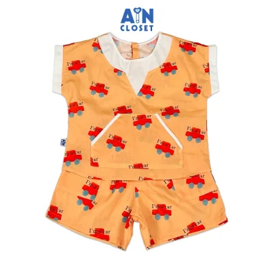 Bộ quần áo Ngắn bé trai họa tiết Ô Tô Cam Cotton - AICDBTKATXEH - AIN Closet