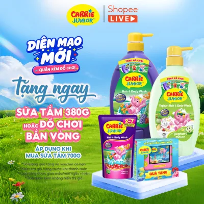 Chai Sữa Tắm Gội cho bé Carrie Junior thiên nhiên 700g (Tặng màu ngẫu nhiên) - LIVE