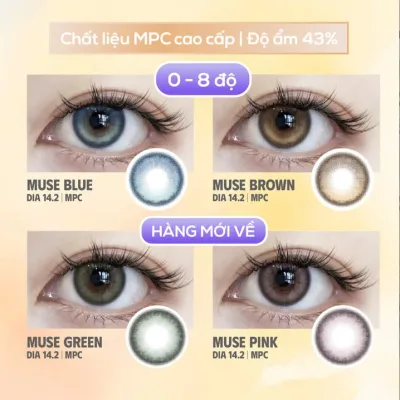 SLENS- Lens 1 NGÀY ( 1 CHIẾC) MUSE Blue/ Brown/ Green/ Pink MPC- Kính áp tròng Hàn quốc Seoullens Chi nhánh Đà Nẵng