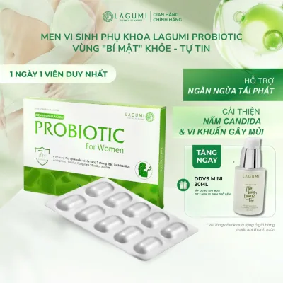 Men Vi Sinh Phụ Khoa LAGUMI Hộp 10 Viên 7 Tỷ Lợi Khuẩn - Hỗ Trợ Cân Bằng Hệ Vi Sinh, Tăng Đề Kháng Trước Nấm Candida