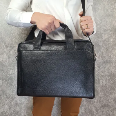 bag men Business real cowhide; laptop Bag real leather CD306LD (black/cafe)-100% real cowhide, BH 3 years