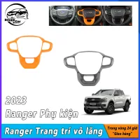 Xe Ford bọc vô lăng bằng sợi carbon khung trang trí vỏ trang trí ABS kết cấu sợi carbon nội thất sửa đổi phụ kiện xe hơi cho Ranger 2023 2024 T9