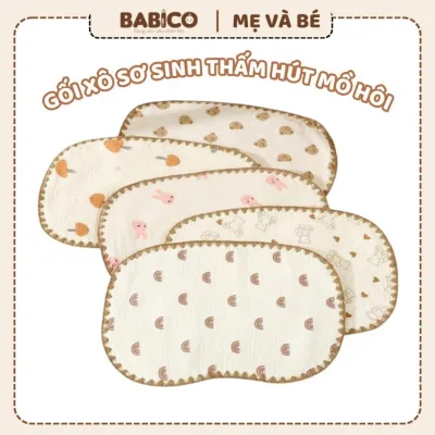 Gối Xô Sơ Sinh 10 Lớp Muslin Phong Cách Hàn Quốc Cho Bé Sơ Sinh Mềm Mại Thấm Mồ Hôi Tốt