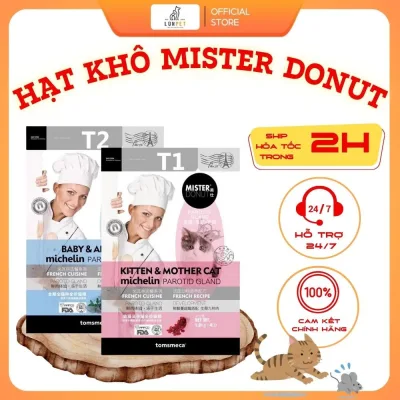 Thức Ăn Hạt Mister Donut Cho Mèo, Thức Ăn Cao Cấp Dành Cho Thú Cưng Túi 1kg/1.8kg - LeoPet