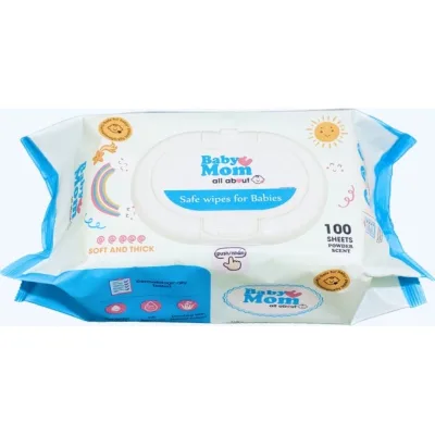 KHĂN GIẤY ƯỚT CAO CẤP BABY MOM THEO TIÊU CHUẨN SINGAPORE KHÔNG MÙI 100 TỜ