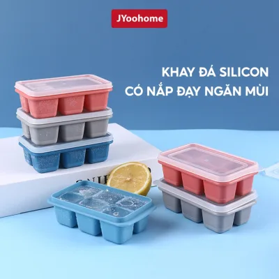 Khay Làm Đá Silicon Có Nắp Đậy JYoohome Kháng Khuẩn Chống Mùi Tủ Lạnh, Khuôn Làm Đá Làm Thạch