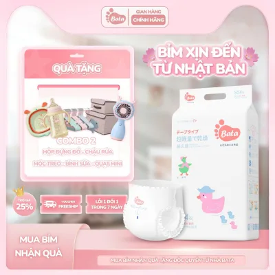 Combo 2 bịch bỉm/tã BATA Nhật Bản an toàn cho bé, thông thoáng và chống tràn tối đa (NB--4XL)