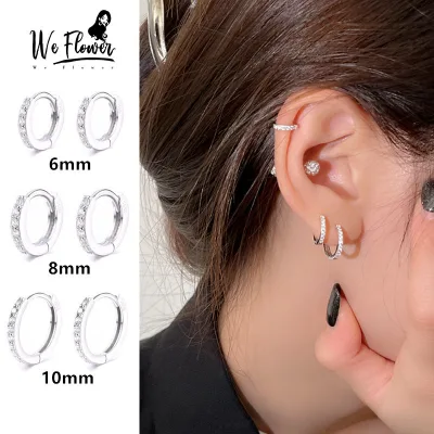 WeFlower Hàn Quốc s925 Bạc Pha Lê Lấp Lánh Vòng Bông Tai Dành Cho Nữ Cô Gái Đính Hôn Dự Tiệc Tai Trang Sức Phụ Kiện