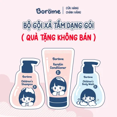 Bộ Dầu gội + Dầu xả + Sữa tắm cho bé Borome dạng gói nhỏ gọn, tiện lợi 8ml