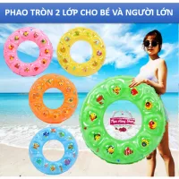 Sỉ phao tròn tập bơi 2 lớp đủ size 60-90cm cho người lớn và trẻ em, phao tròn cứu sinh 2 van chứa khí, phao bơi cho bé