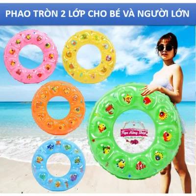 Sỉ phao tròn tập bơi 2 lớp đủ size 60-90cm cho người lớn và trẻ em, phao tròn cứu sinh 2 van chứa khí, phao bơi cho bé