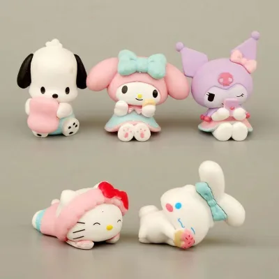 Bộ 5 Mô Hình Melody, Kuromi, Chó Pacha,Cinna, Hello Kitty Siêu Cute, Mô Hình Mini 4cm Decor Trang Trí, Bộ Sưu Tập