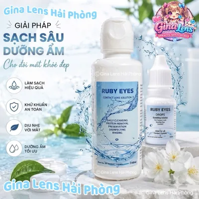 Nước Ngâm Và Nhỏ Mắt Lens Ruby Eyes Hàn Quốc Làm Sạch Sâu, Chuyên Dùng Cho Kính Áp Tròng - Gina Lens