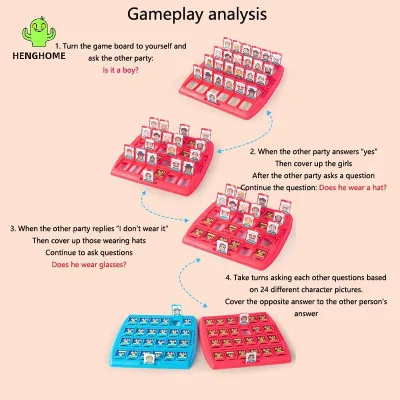 HENGHOME Đồ chơi xếp hình lý luận logic Đoán tôi là ai Trò chơi bảng Trò chơi đồ chơi Trò chơi tương tác giữa cha mẹ và con cái *