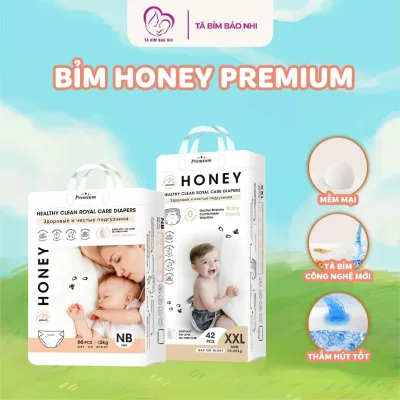 Tã bỉm Honey Premium chính hãng, tã dán bỉm quần mềm mại, thấm hút tốt chống hăm cho bé đủ size NB - 4XL