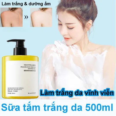 Sữa tắm làm trắng Sữa tắm niacinamide Làm trắng toàn thân chăm sóc da kháng khuẩn loại bỏ mụn trứng cá loại bỏ ve bù nước dưỡng ẩm 500ml Trắng da cấp tốc trong 7 ngày