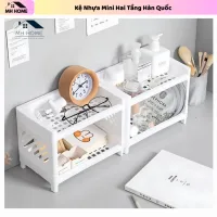 Kệ Nhựa Mini 2 Tầng Hàn Quốc Đựng Đồ Đa Năng Siêu Xinh Kệ Xếp Gọn Trang Trí Để Bàn Đồ