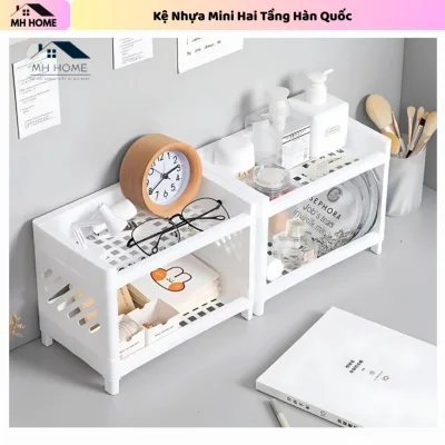 Kệ Nhựa Mini 2 Tầng Hàn Quốc Đựng Đồ Đa Năng Siêu Xinh Kệ Xếp Gọn Trang Trí Để Bàn Đồ
