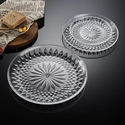 Đĩa nhựa nguyên sinh trong suốt, họa tiết kim cương, đĩa đựng bánh kẹo, hoa quả, đồ ăn vặt, decor