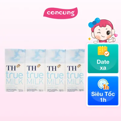 Sữa tươi tiệt trùng nguyên chất TH true Milk 180ml (lốc 4 hộp) - Con Cưng