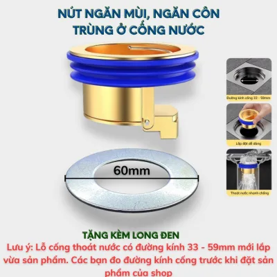 Nắp ngăn mùi, ngăn côn trùng ở cống thoát nước nhà tắm nhà vệ sinh tự đóng mở bằng kim loại chống rỉ