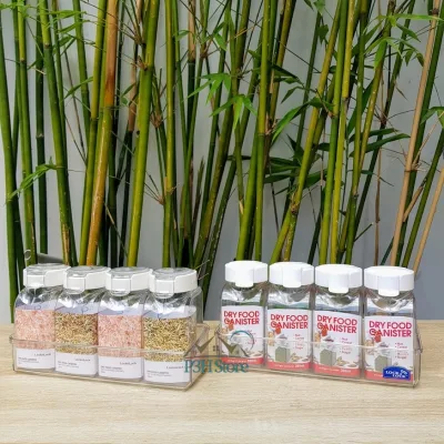 Set of 4 Lock&Lock Dry Food Kitchen Spice Containers with Tray Hte500Ns4