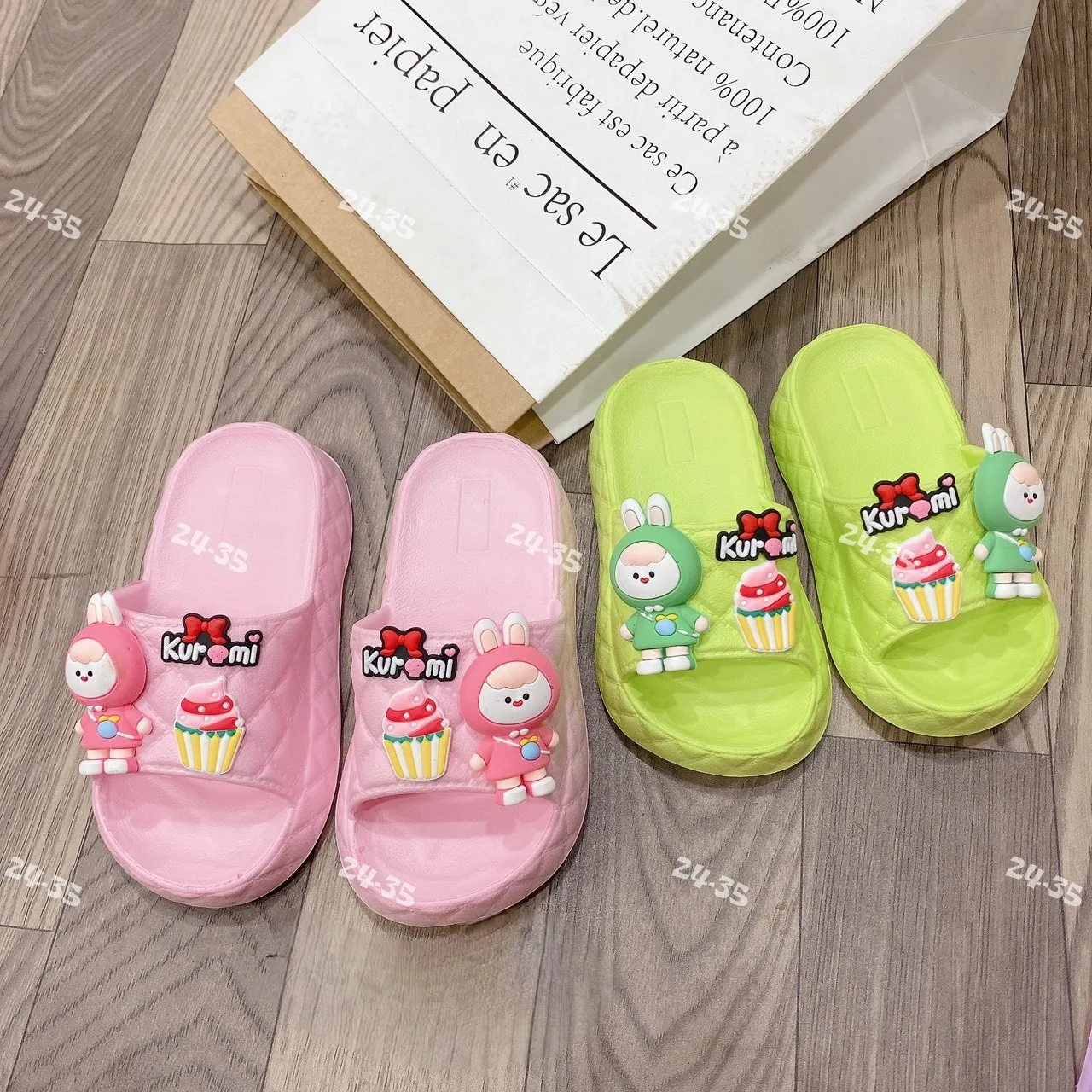 Dép bánh mì đế cao cho bé gái chất cao su siêu mềm êm chân bé hình thỏ koromi êm chân