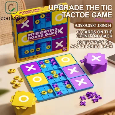 coolcells COOLCELLS Tic Tac Toe Board Game, Trò chơi xếp hình Montessori tương tác giữa cha mẹ và con cái, Bài tập tư duy phát triển nhận thức vui nhộn Trò chơi cờ vua XO